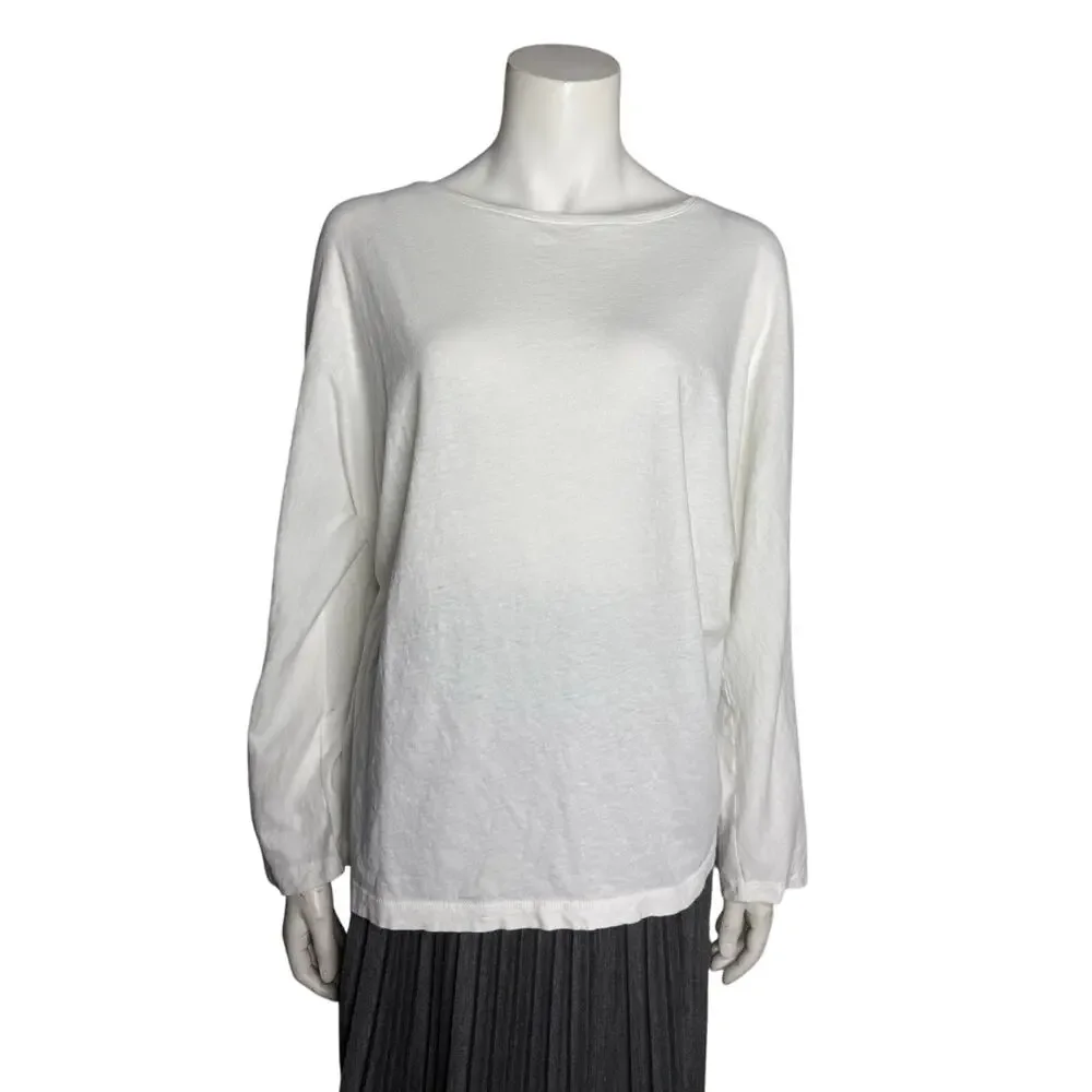 Vince Shirt Women's XL White Long Sleeve Linen Cotton Blend